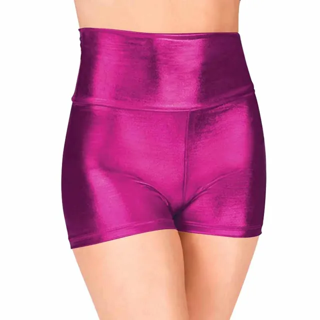 Ensnovo Adult Silver Metallic Shorts Nylon Lycra Shiny Dance Shorts