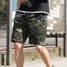 Мужские летние камуфляжные шорты до колена с завязками Свободные повседневные дышащие мужские рабочие шорты военные короткие штаны
