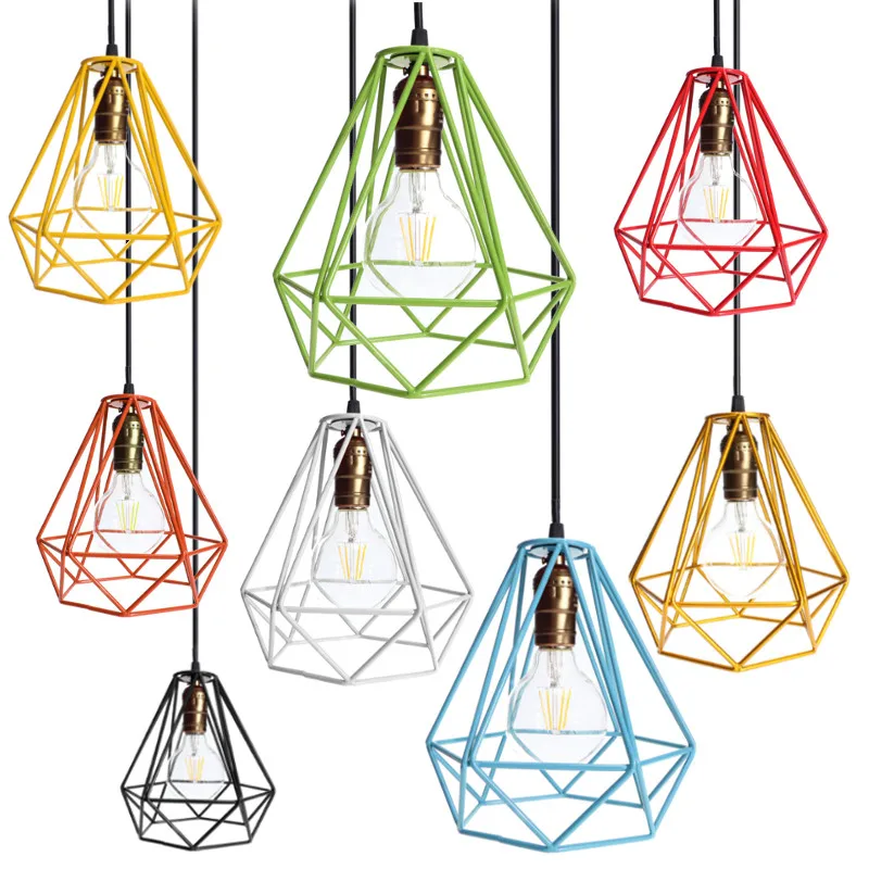 

Industrial Loft Style Multicolor Edison Modern Metal Wire Frame Ceiling Pendant Hanging Light Lamp Lampshade Cage Fixture