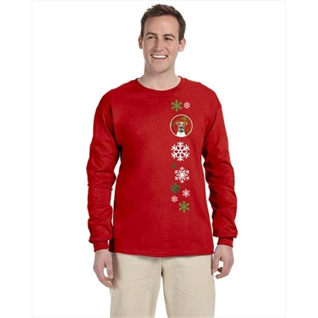 Carolines Treasures KJ1183-LS-RED-M Red Snowflakes Jack Russell Terrier Long Sleeve Red Unisex Tshirt - Adult Medium