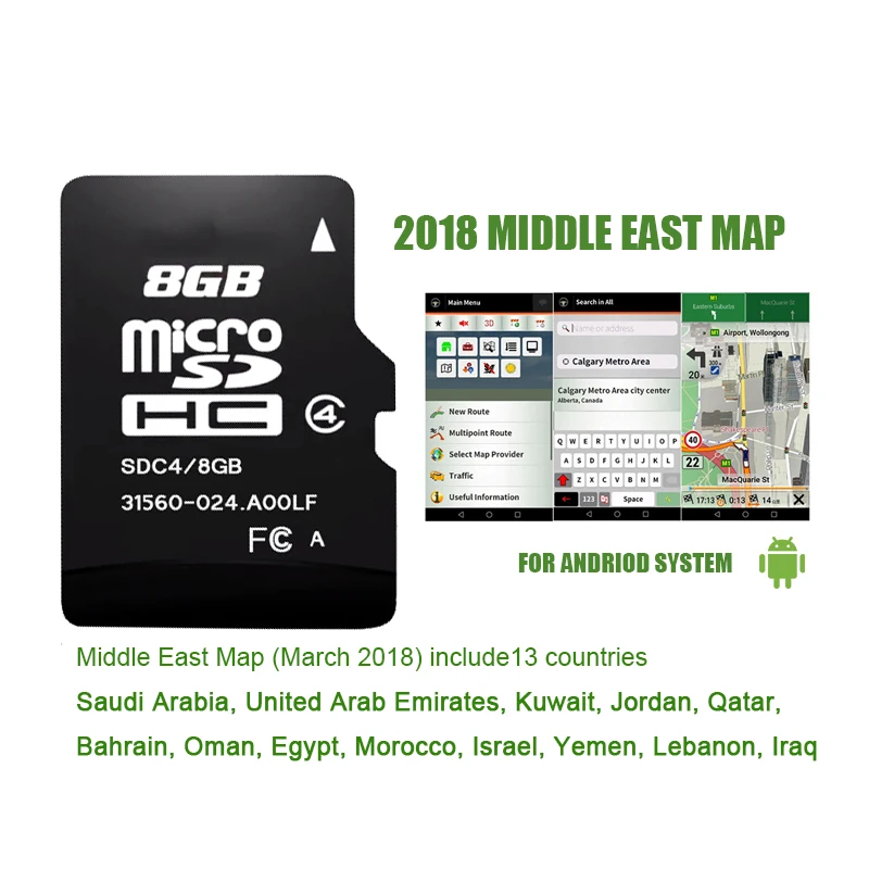 

Fit for WCE System Car GPS Navigation 8GB Micro SD Card Lastest Middle East Map Including BH,EG,IQ,IL,JO,KW,LB,MA,OM,QA,SA,AE,YE