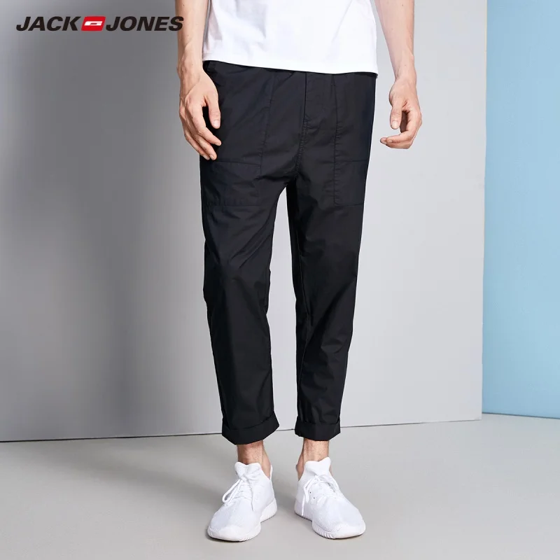 JackJones Men's100 % хлопок Drawstring свободная посадка укороченный штаны C | 218214513