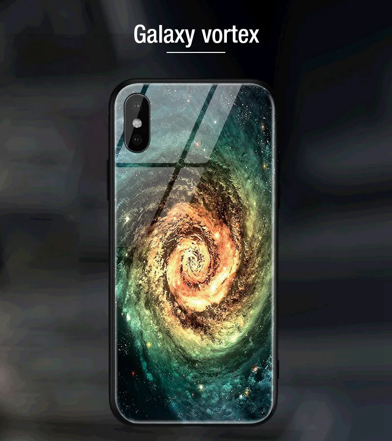 Hisomone Star Space Phone Case For iphone X Cute Patterned Tempered Glass Cover For iPhone 7 8 Plus 6 6S Soft Edge Silicone Capa