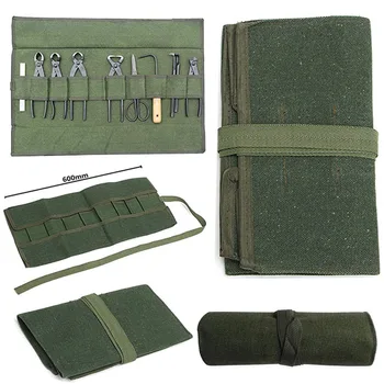 

Green Duty Canvas Bonsai Storage roll bag Garden DIY tool Box Storage Bag with 10 Pockets for Garden Portable Compact tool box