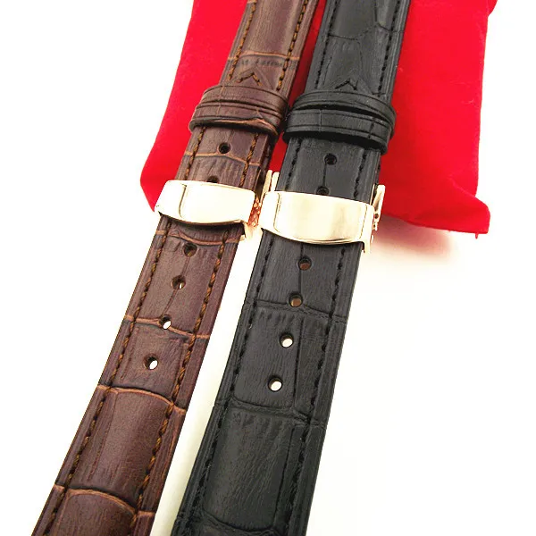 Ремешок для часов из натуральной кожи 18 мм 10 шт./партия|rose gold buckle|leather watch bandgenuine