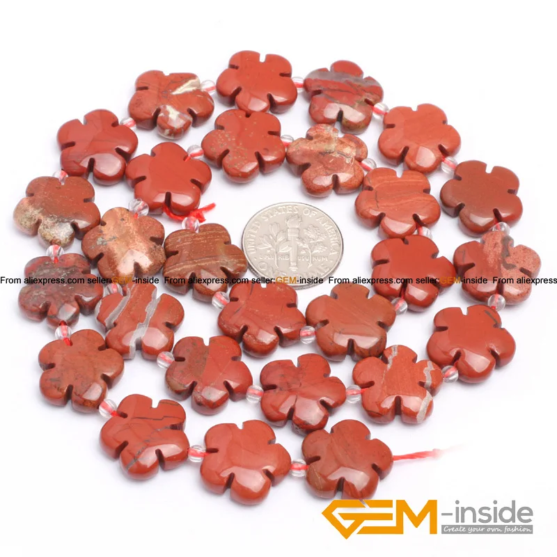 Jaspe r 15mm Flower Shape Red Jaspe r Beads Natural Red Jaspe r Stone DIY Loose
