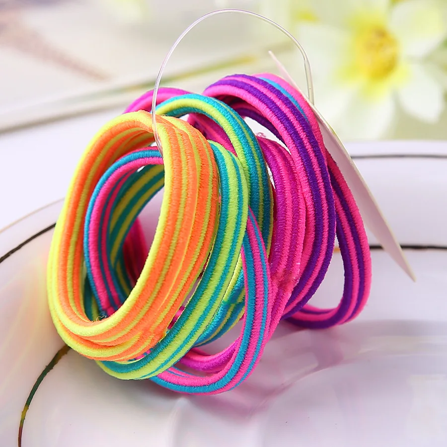 Высокоэластичное детское кольцо для волос 10 загруженных резиновых лент Детские карамельные цвета головная веревка
