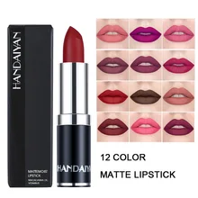 

12 Color Lipstick Waterproof Mate Red Lip Long Lasting Makeup Metallic Gloss Make Up Nude Lip Stick Matte Lipstick