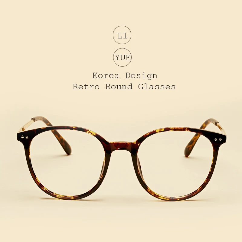 

LIYUE Fashion women's optical glasses frame Female eyeglasses Frames eyewear Round Classic metal legs Retro Clear lens glasses