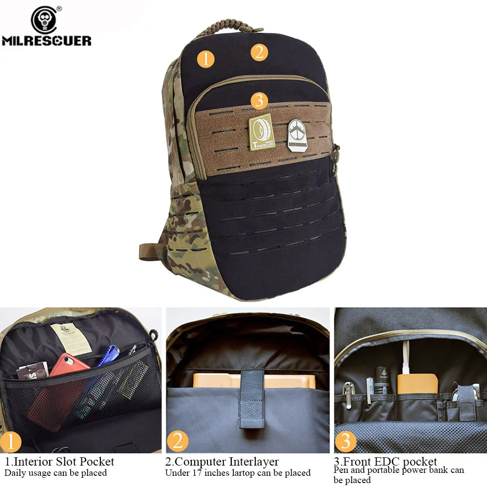 Milresser 25L тактический рюкзак 15 дюймов для ноутбука Cordura Военный Рюкзак Портативный