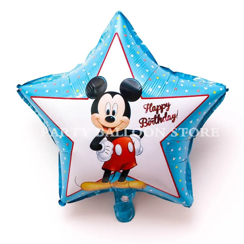 3 pcs 18 inch Biru  bintang berbentuk mickey Helium Foil 