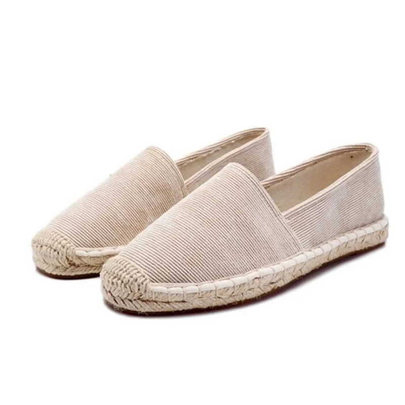 

Corduroy Women Loafers Linen Hemp Straw Fisherman Flat Heels Shoes Espadrilles Woman Lazy Flat Zapatos Mujer tenis feminino