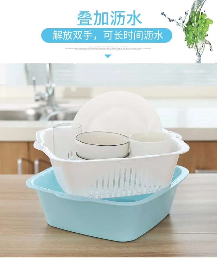Домашняя креативная кухонная корзина для мытья фруктов Taomi двойная пластиковая корзина для слива корзина для хранения раковины ZP3201423