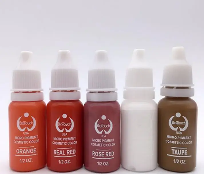 6 color  lovely Permanent Makeup Tattoo Ink Pigment 15ml/Bottle For Eyebrow Makeup set for body