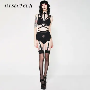 

IM SECTEUR Sexy Lace Bralette Ruffles Straps Push Up Bra Plus Size Women VS Secret Lingerie Tie Mesh Intimates Simple Pure Color