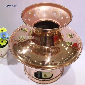 

38cm China Sichuan Roast rinse one copper hot pot thickened MongoljEn / Chinese charcoal fondue pot handmade Copper cooking