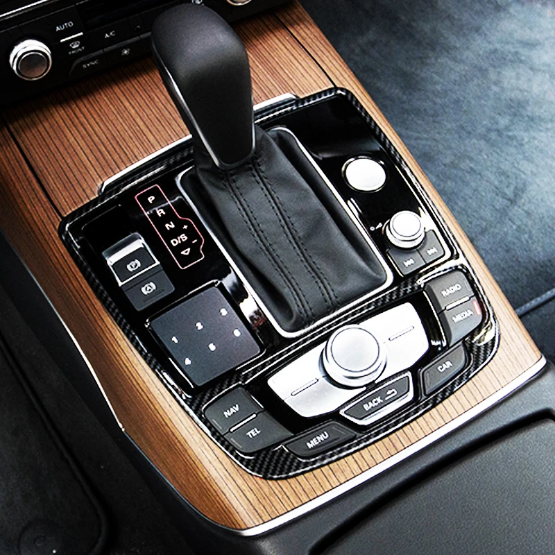 

Car Accessories For Audi A6 C7 A7 2012-2017 Carbon Fiber Gear Shift Panel Trim Frame Decorative Stickers