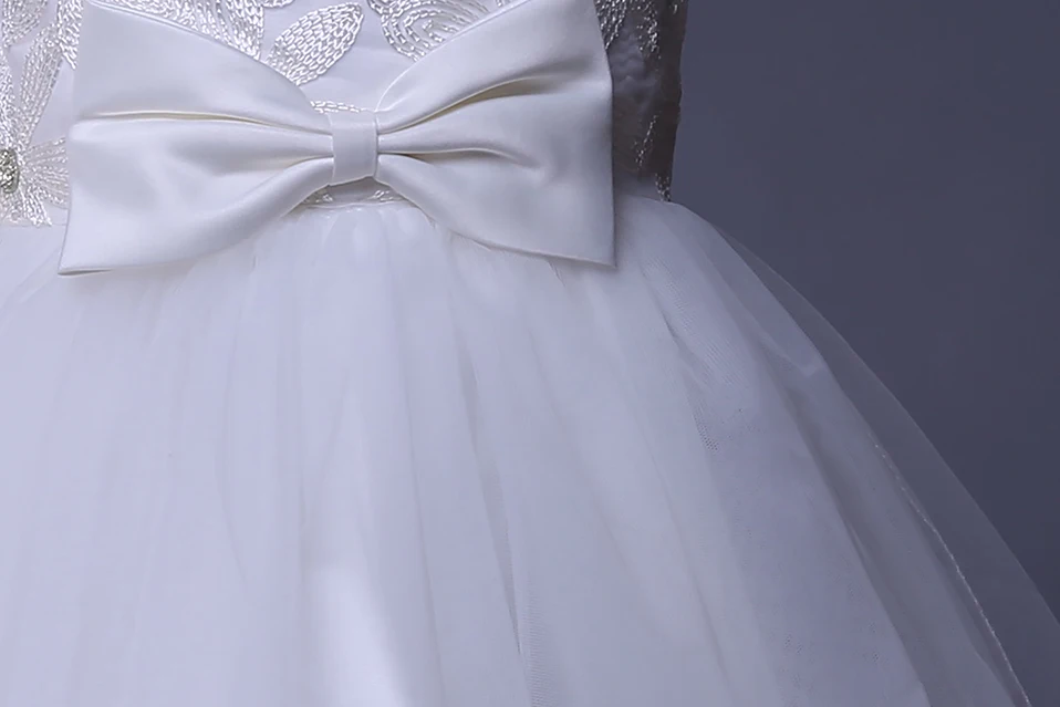 Милое белое платье для девочек Новые Летние красивые платья для маленьких детей с большим белым бантом GD40814-8