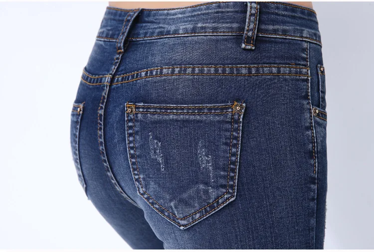 Для женщин джинсы обтягивающие, до середины талии весна-осень сексуальные брюки карандаш женские узкие джинсы 812