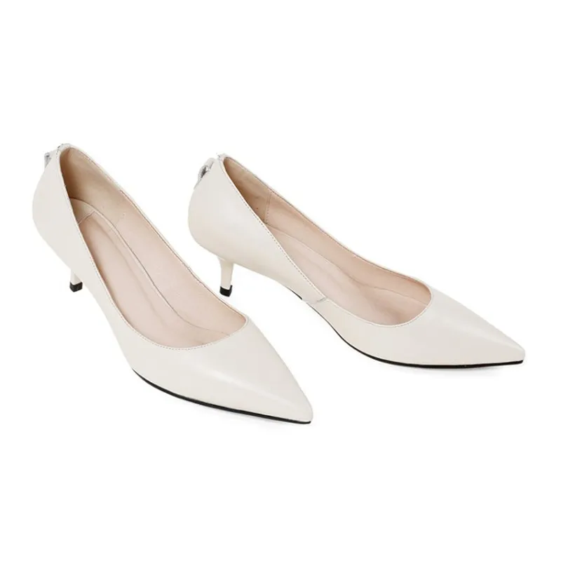 

2019 spring and autumn new single shoes pointed stiletto heel three kinds of wearing women's shoes beige 0428