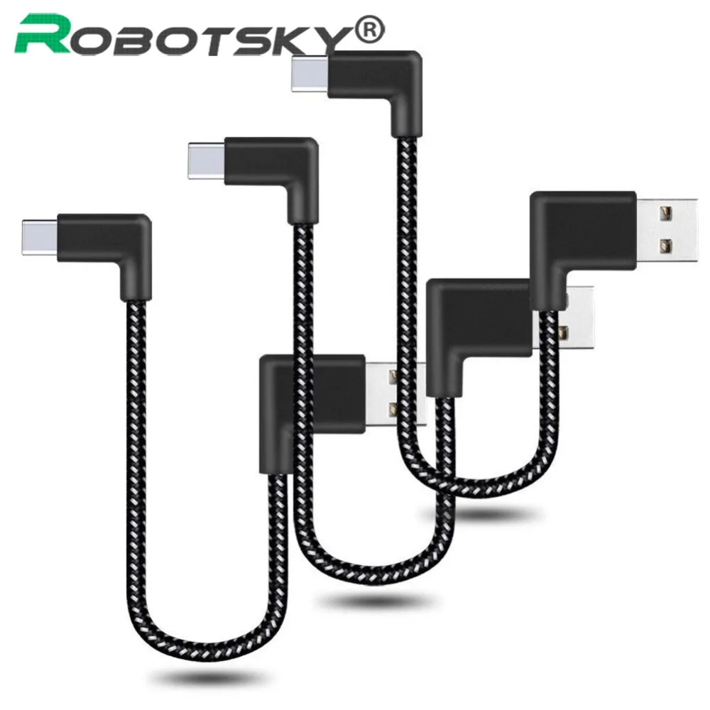 

Robotsky 90 Degree USB Type C Charging Cable Type-c data Cord Charger USB C Cable L Cable For Samsung S8 S9+Xiaomi mi8 mi6