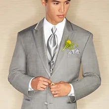 Новое поступление смокинг жениха шафера светло-серые Свадебные/вечерние костюмы Best Man жениха(пиджак+ штаны+ галстук-бабочка+ жилет) B99