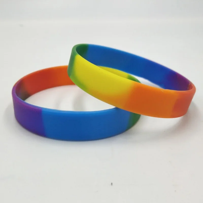 Buy YERLLSOM 100pcs/Lot High Quality Rainbow silicone bracelets wristbands for