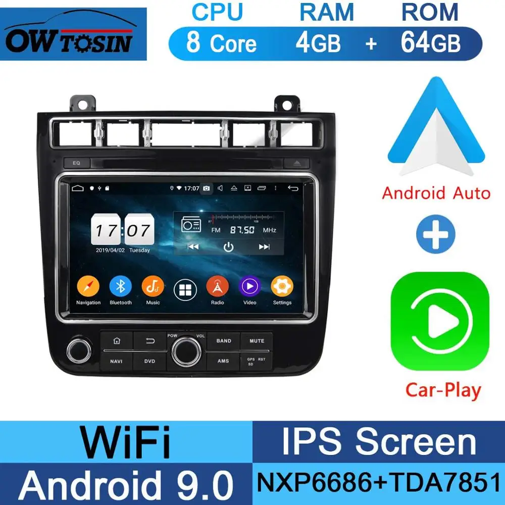 1920*1080 " ips 8 Core 4G+ 64G Android 9,0 Автомобильный мультимедийный плеер для VW Volkswagen Touareg gps Радио DSP Parrot BT - Цвет: 64G CarPlay Android