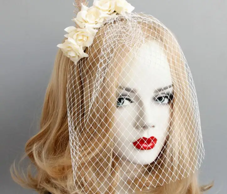 Fashion women's black lace floral Pendant hairbands party wedding girl