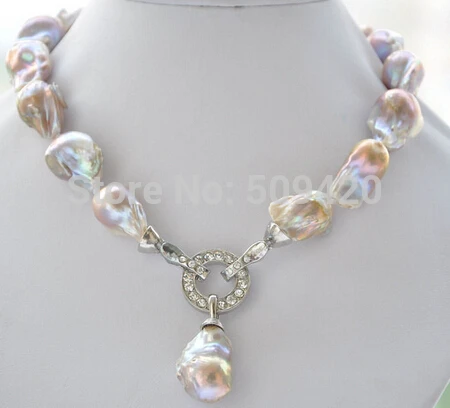

Shipping Rare 17" 23mm lavender baroque keshi Reborn necklace pendant