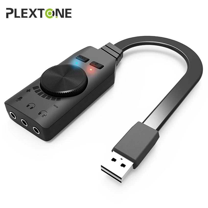 

PLEXTONE GS3 Audio Virtual 7.1 Channel Headset Adapter USB External Sound Card 3.5mm Headphones Converter for PC Notebook