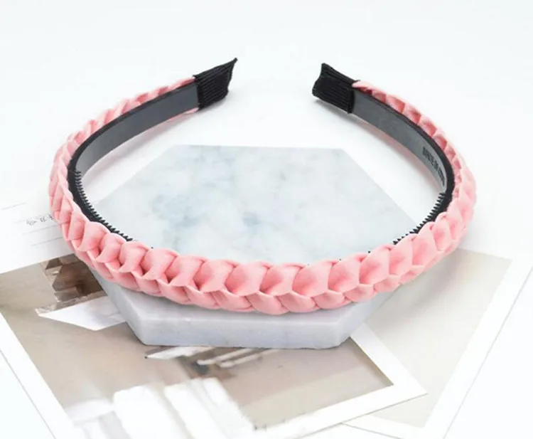 

Women Students Handmade Twisted Braided Hairbands Solid Pentagram Dots Print Headbands Korean Style Plastic Turban Multi Colors
