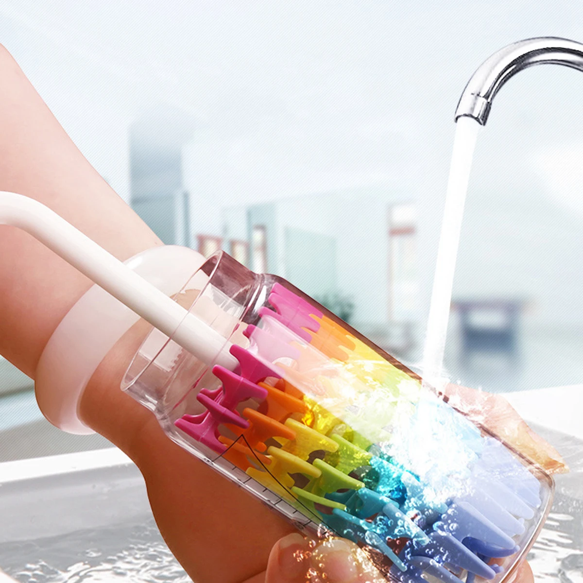 

Rainbow Baby Bottle Brush 360 Rotation Silicon Infant Nipple Milk Feeding Cup Scrubber Kitchen Cleaning Brushes