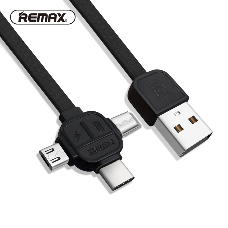 

REMAX 3 in 1 TPE usb cable Type C Cable to Micro USB for xiaomi fast charging data Transfer charger 8pin cable for iphone 6 7 8
