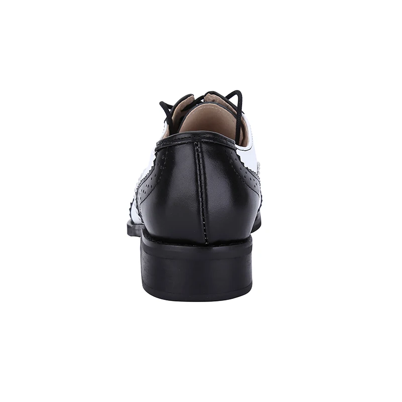 Размер 33-47, новинка г. Винтажные черные/белые туфли-оксфорды из натуральной кожи с круглым носком женская обувь на плоской подошве со шнуровкой