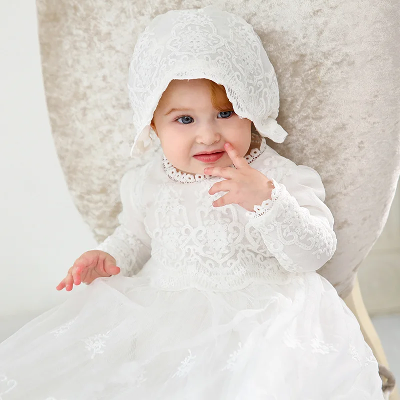 vintage Baby Girl Dress Baptism Dresses for Girls 1st year birthday party wedding Christening