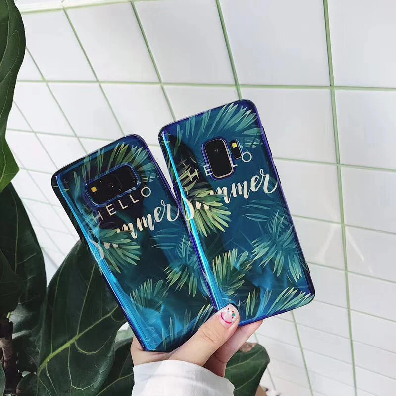 

Phone Cases For Samsung S9 S9plus Note 8 9 Blue light Banana leaf soft cover for Samsung S8 S8plus S10 S10Plus S10e back fundas