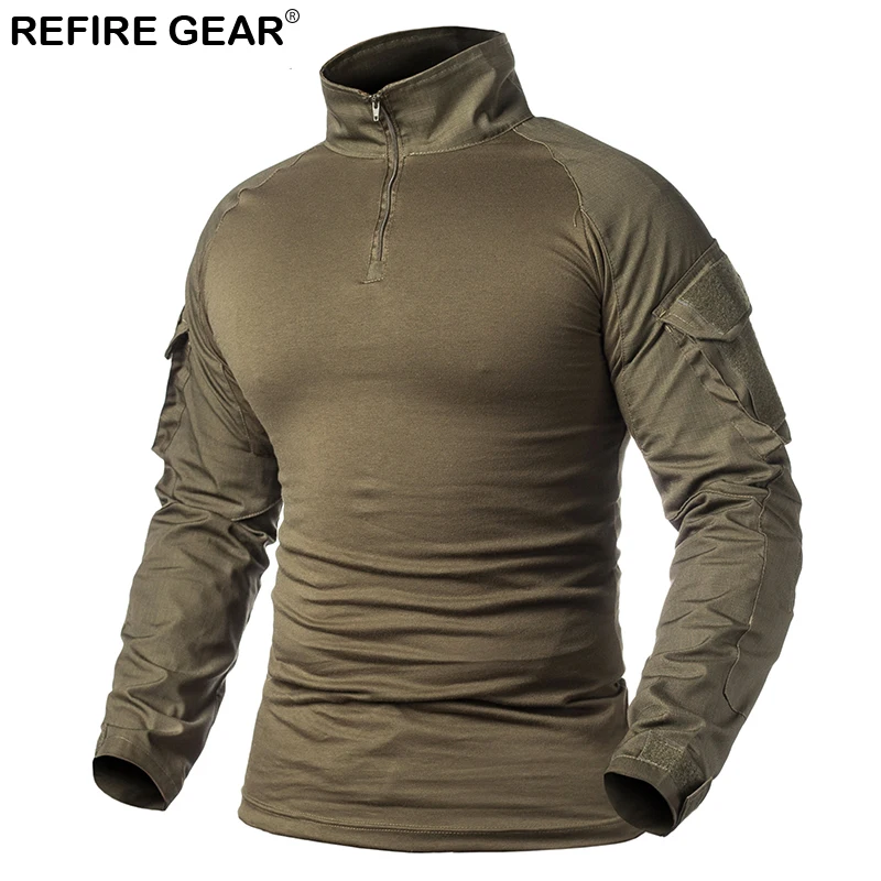 Billige Refire Gear Outdoor T shirt Männer Langarm Jagd Tactical Military Armee Shirts Uniform Wandern Atmungsaktive Shirt 9 Farben