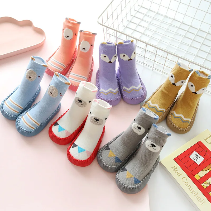 

Cute Toddler Indoor Sock Shoes Baby Socks Winter Thick Terry Cotton Baby Girl Sock With Rubber Soles Infant Animal Funny Sock