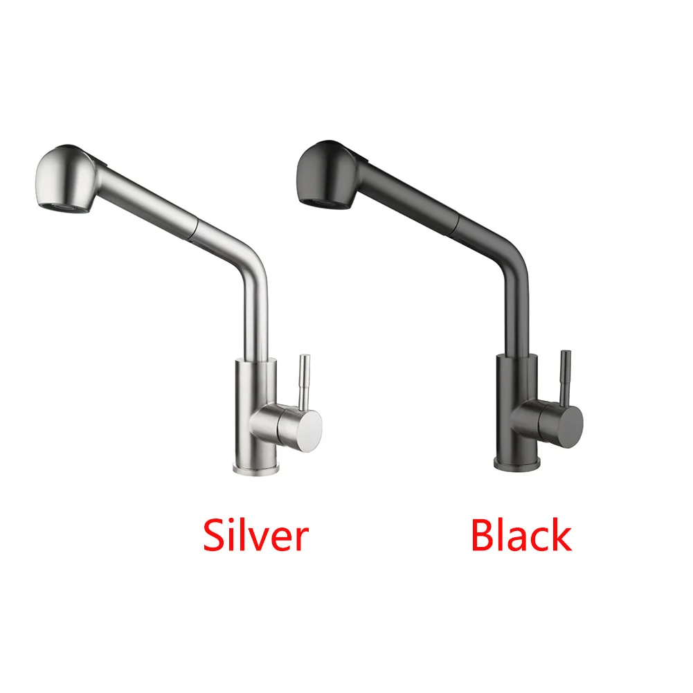 

Black/Silver Kitchen Faucet Pull-Out Kitchen Faucets Single Handle Single Hole Hot And Cold Water Faucet