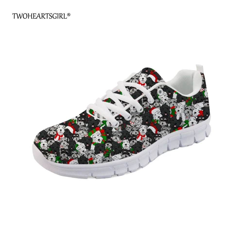l2745aq l2751aq Plates Maille Twoheartsgirl Appartements Schnauzer Lace Imprimer Up Custom l2748aq Lumière l2753aq Image Femelle Dames l2746aq Sneakers Femmes Chaussures Respirant Floral l2759aq Pour zvz1Ur