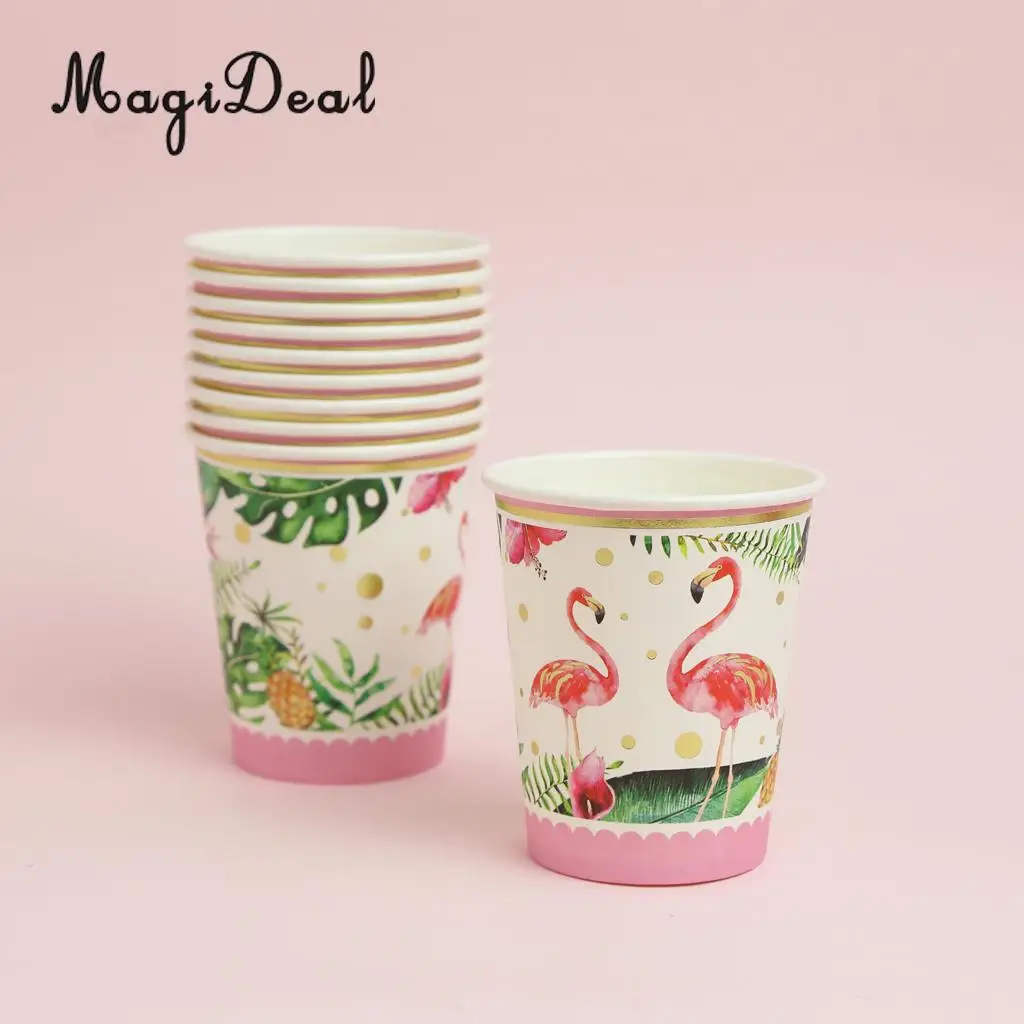 10pcs Tropical Flamingo Paper Disposable Cups Birthday Party Tableware Decor