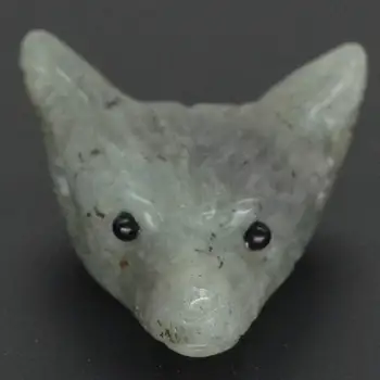 

1.4" Howling Wolf Figurine Flash Labradorite Gemstone Animal Pendant Hand Carved Stone Necklace Jewelry Man Fashion