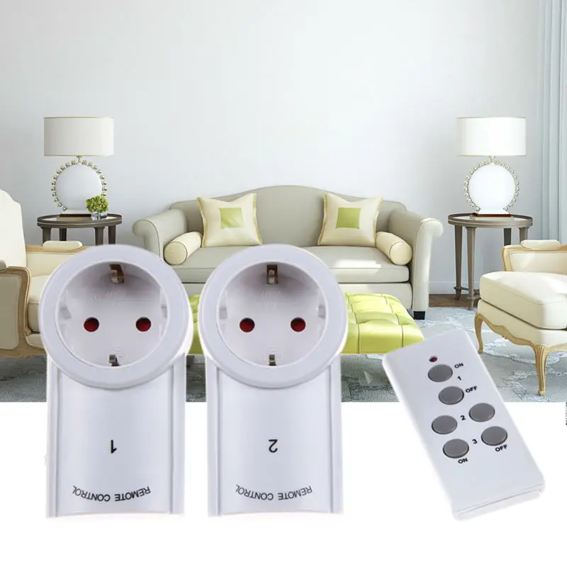EU/US 3 Pack Wireless Remote Control Power Outlet Light Switch Plug