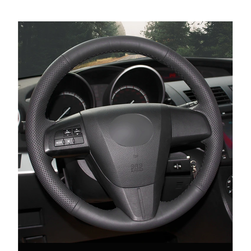 Черный PU искусственная кожа Чехол рулевого колеса автомобиля для Mazda 3 Axela Mazda 5 Mazda 6 CX-7 CX-9(США) 2010-2013
