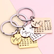 Stainless Steel Personalized Calendar Keychain Hand Carved Calendar Highlighted with Heart Date Key Rings Gift Key Chain Brelok Stainless Steel Personalized Calendar Keychain Hand Carved Calendar Highlighted with Heart Date Key Rings Gift Key Chain Brelok