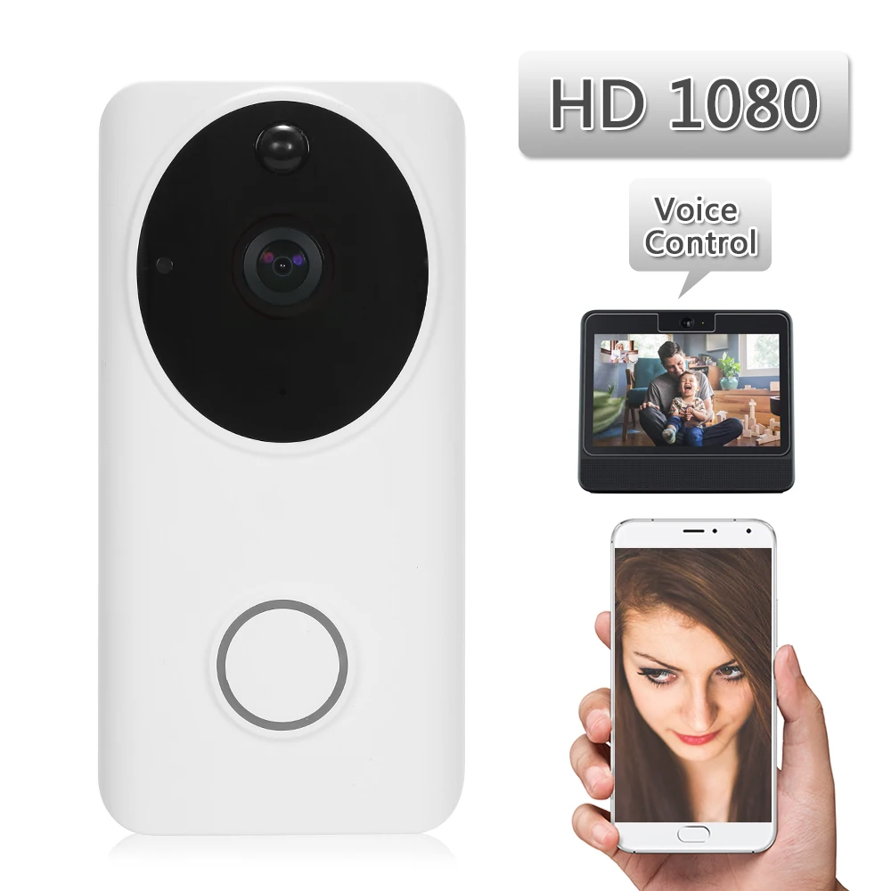 

WiFi Smart Wireless Security DoorBell 1080P Visual Intercom Video Door Phone Compatible Voice Control Night Vision