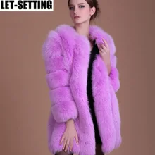 Женская тонкая Длинная зимняя шуба из искусственного лисьего меха, роскошная модная Горячая Распродажа, Новое поступление, S, M, L, XL, 2XL, 3XL, 4XL, красный, розовый, белый, синий, фиолетовый