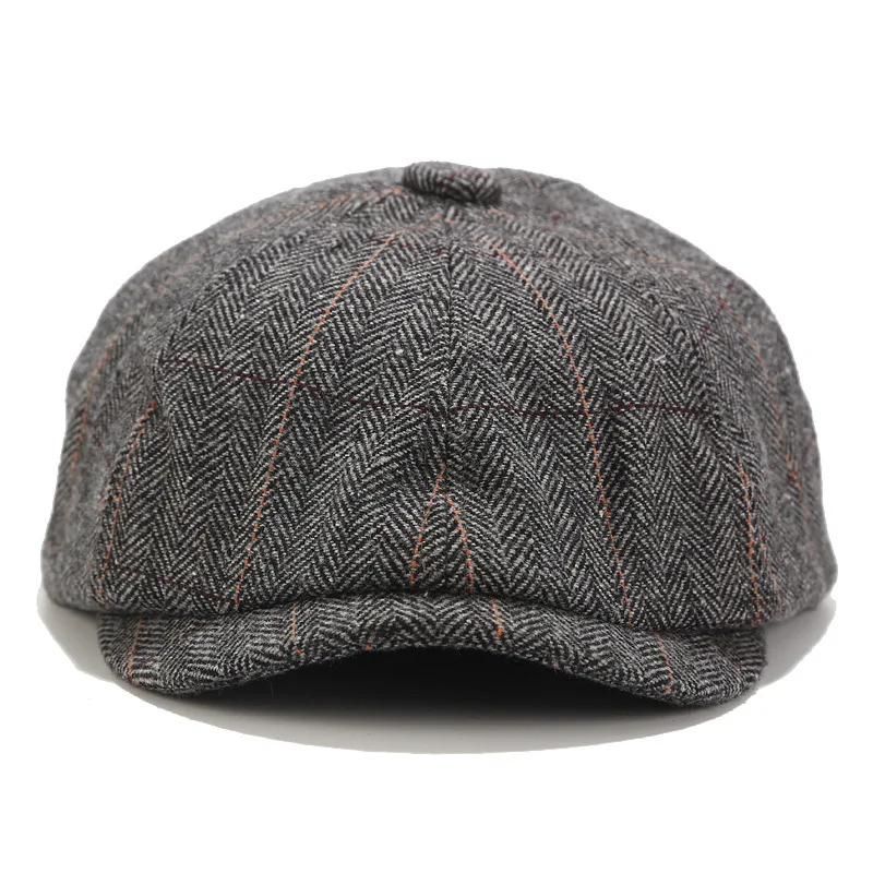 Берет Мужская британская винтажная твидовая кепка осень-зима новая восьмиугольная шляпа женская уличная для отдыха художница шляпа Tide Французский Берет