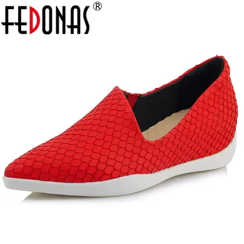 

FEDONAS Fashion Women Pointed Toe Wedges Heels Pumps Soft Leather Red Black Party Wedding Shoes Woman Ladies Basic Pumps
